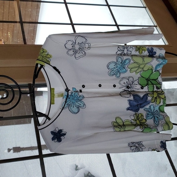 Sigrid Olsen White w Beaded Floral Embroidered Long Slv Sz. PS Cardigan - Picture 1 of 10
